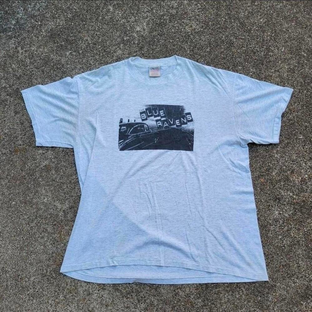 Vtg 90s THE BLUE RAVENS Car Roadster Tunnel Graphic Indie Rock Band Tee Shirt XL